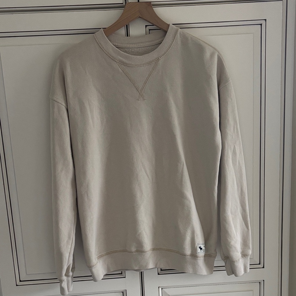 Abercrombie & Fitch Tan Crewneck Pullover Sweatshirt Kids Relaxed Fit Size 15/16